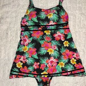 Tankini style one piece bathing suit